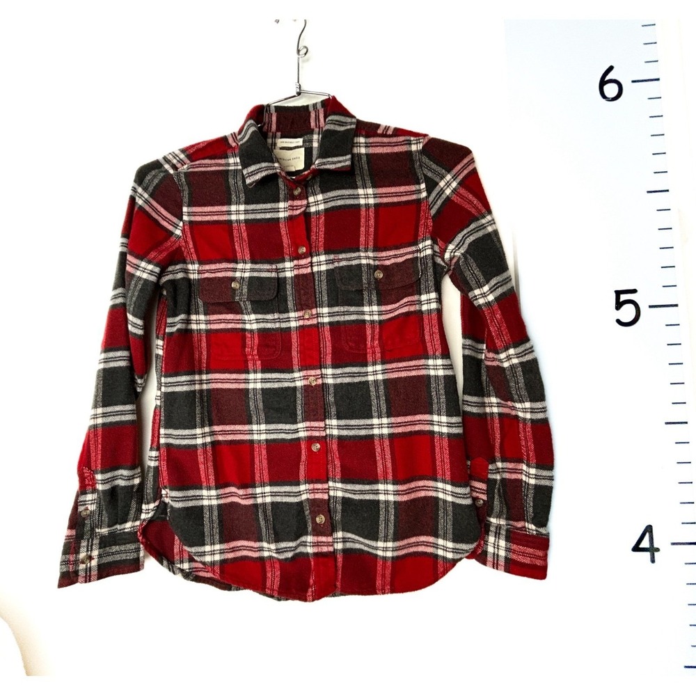 American Eagle Red Plaid‎ Flannel Button-down Shirt S/P/CH